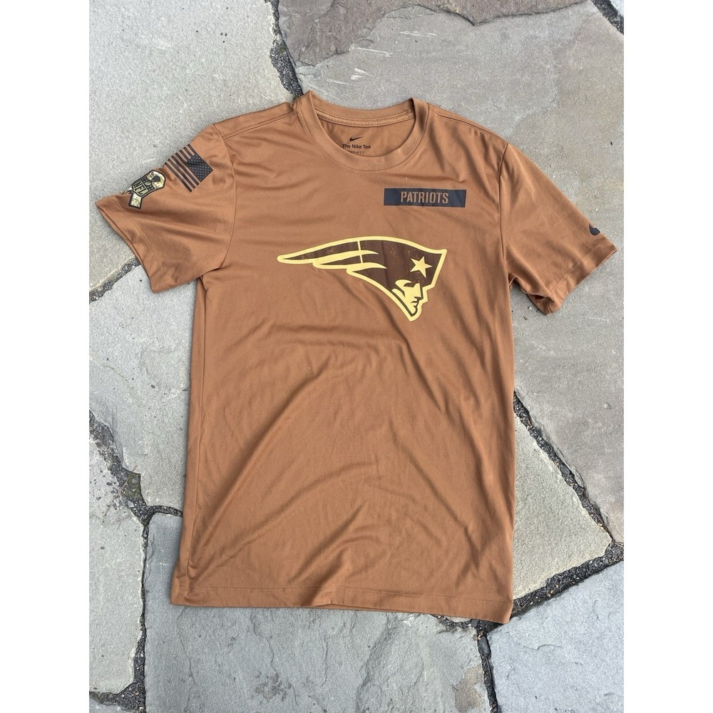 Nike New England Patriots Shirt Mens‎ Small Brown Salute To Service NFL Dri-Fit